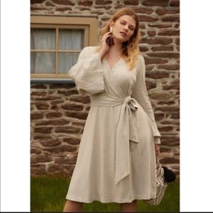 Eloquii Beige Linen Blend Wrap Dress SZ 26 NWT